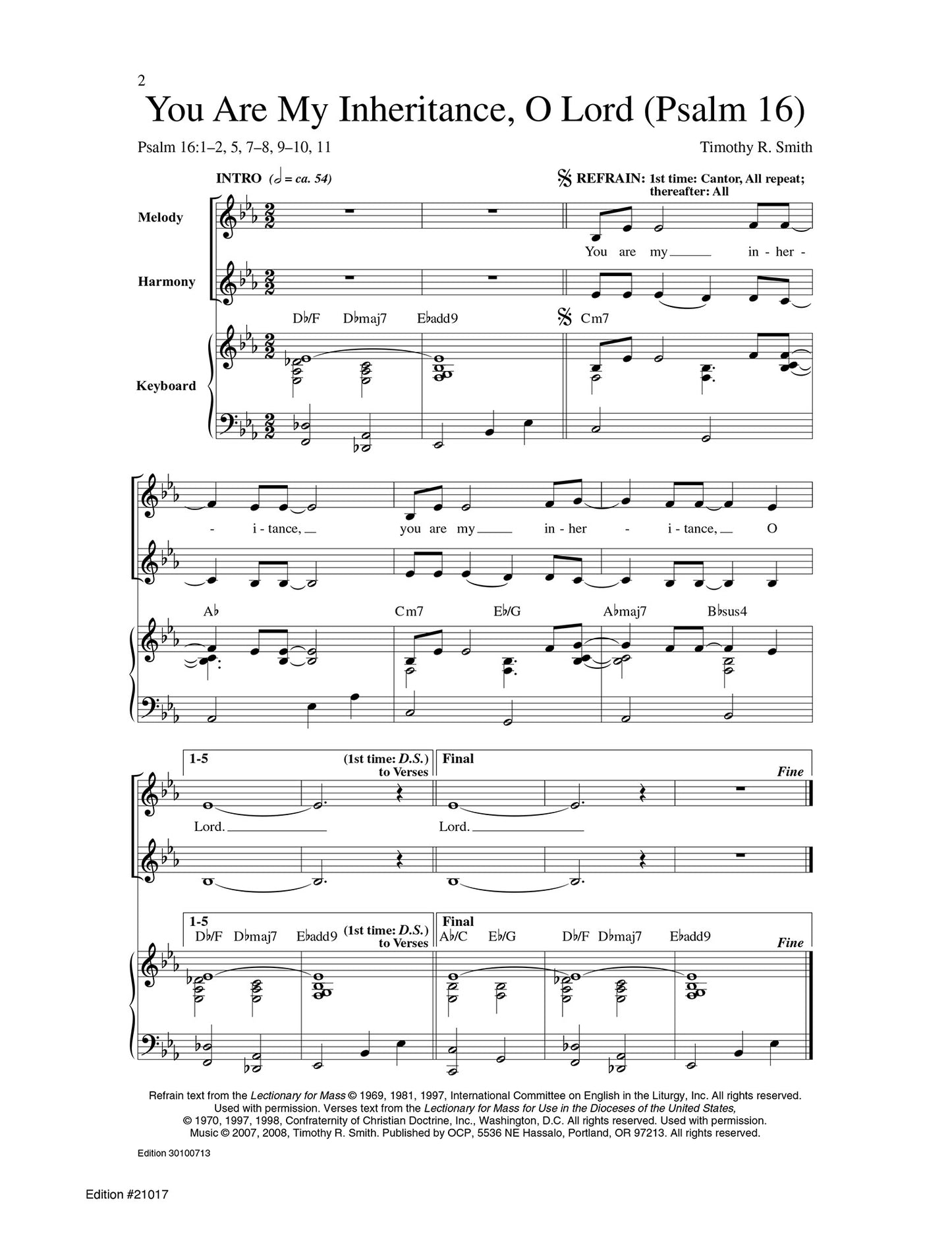 You Are My Inheritance, O Lord (Psalm 16)