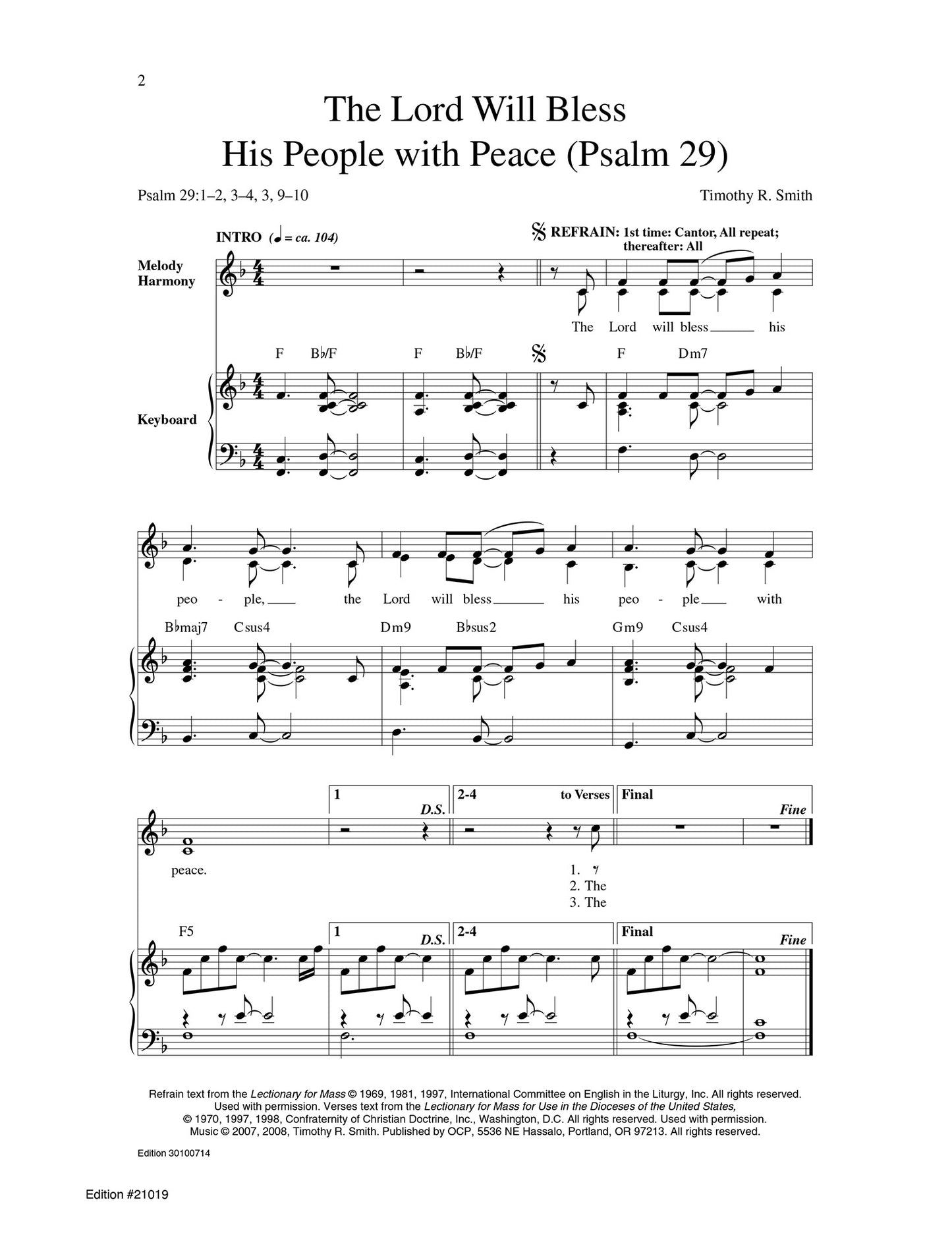 The Lord Will Bless His People with Peace (Psalm 29)