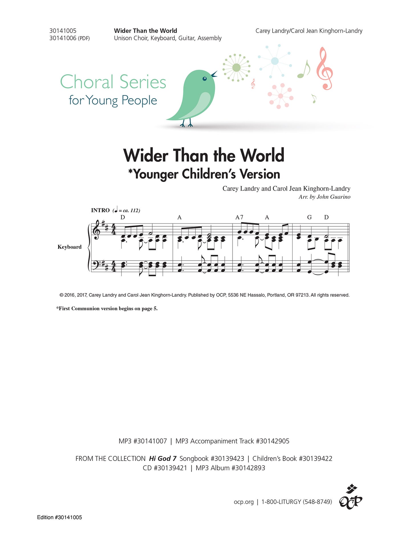 Wider Than the World (First Communion and Younger Children's versions)