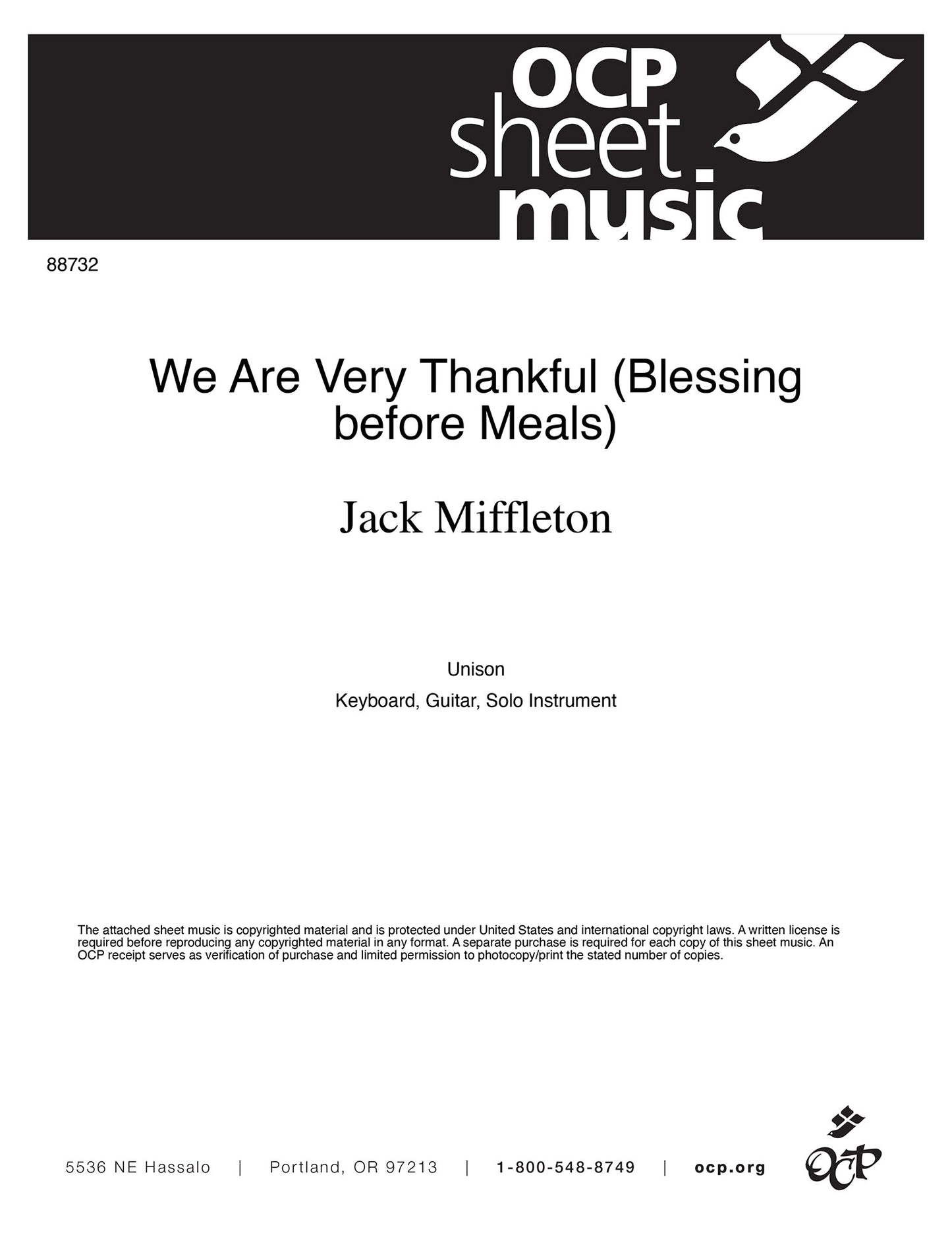 We Are Very Thankful (Blessing before Meals)