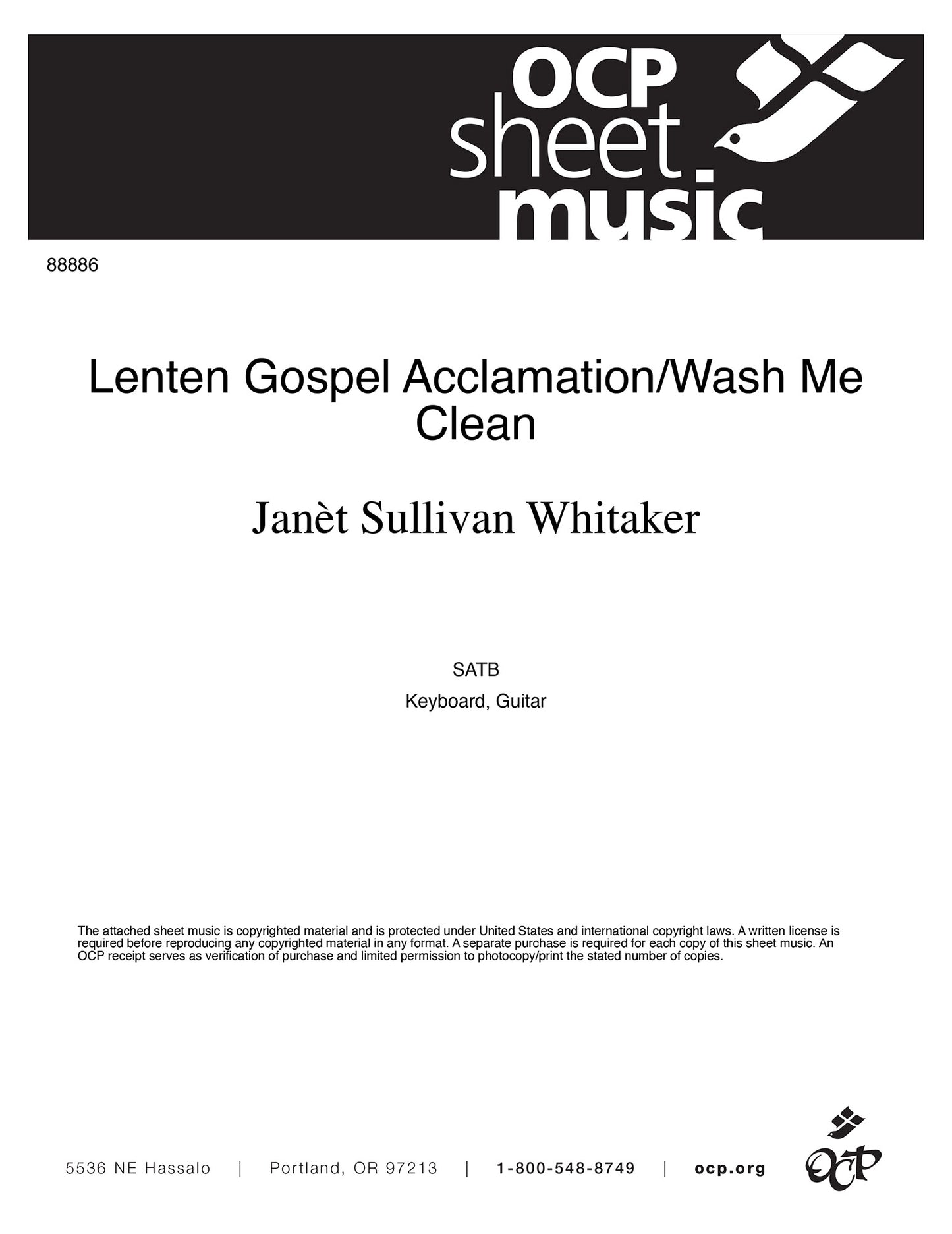 Lenten Gospel Acclamation/Wash Me Clean