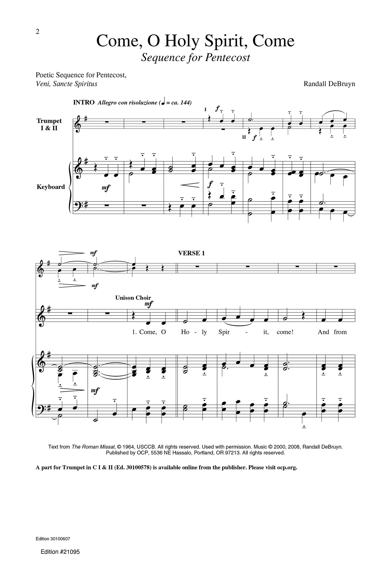 Come, O Holy Spirit, Come: Sequence for Pentecost