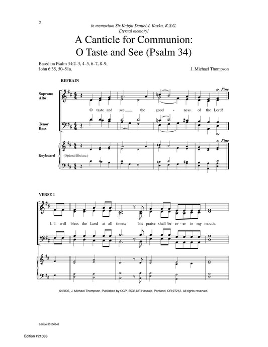 A Canticle for Communion: O Taste and See (Psalm 34)