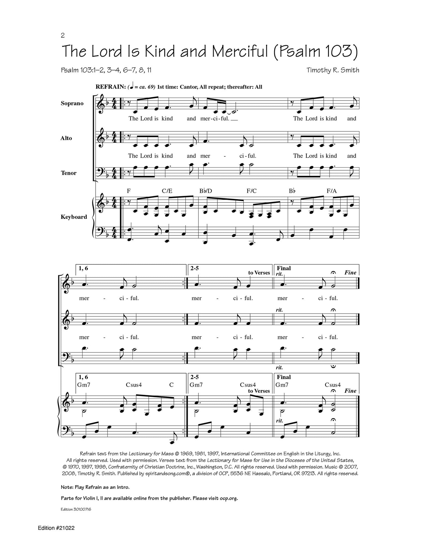 The Lord Is Kind and Merciful (Psalm 103)