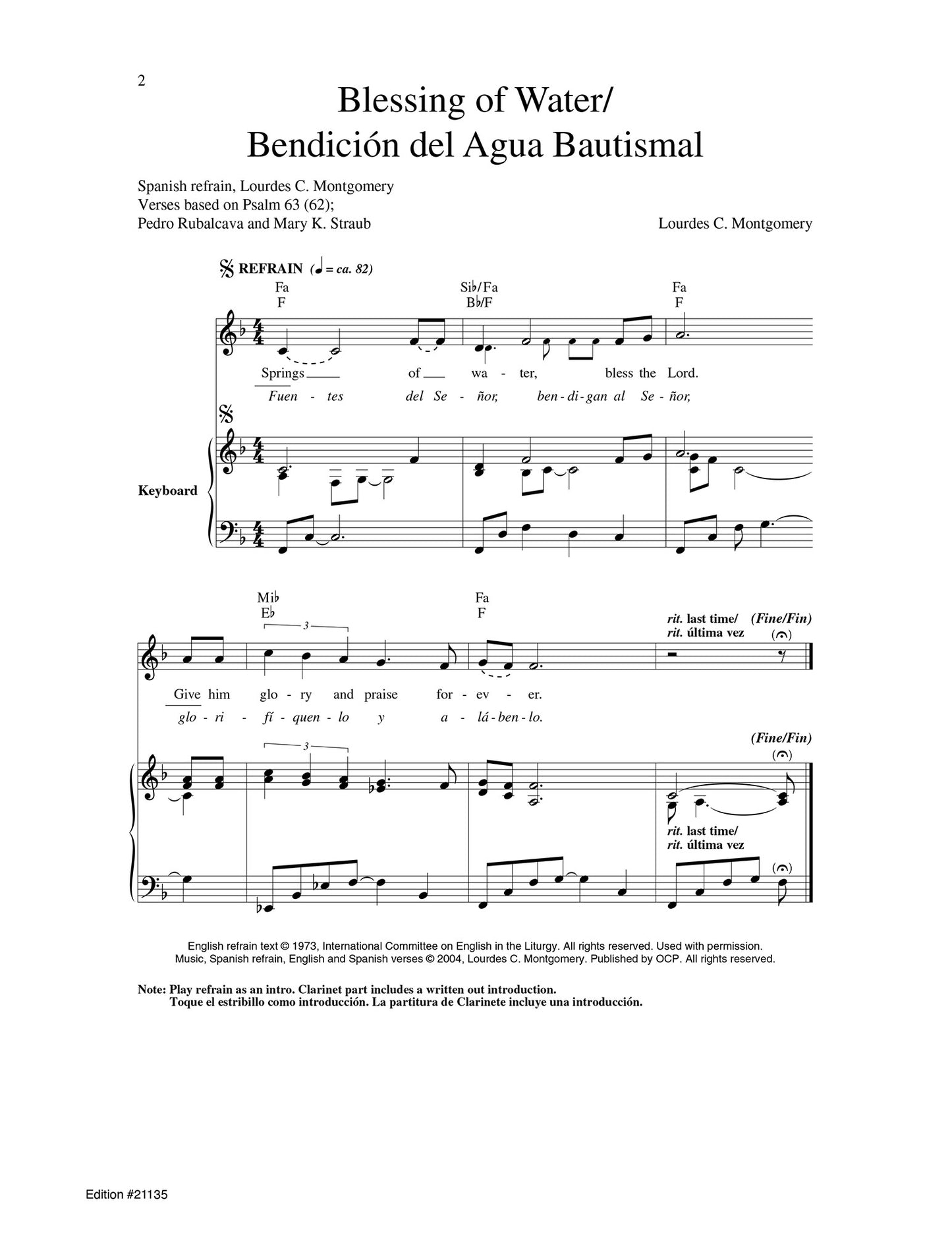 Blessing of Water/Bendici—n del Agua Bautismal