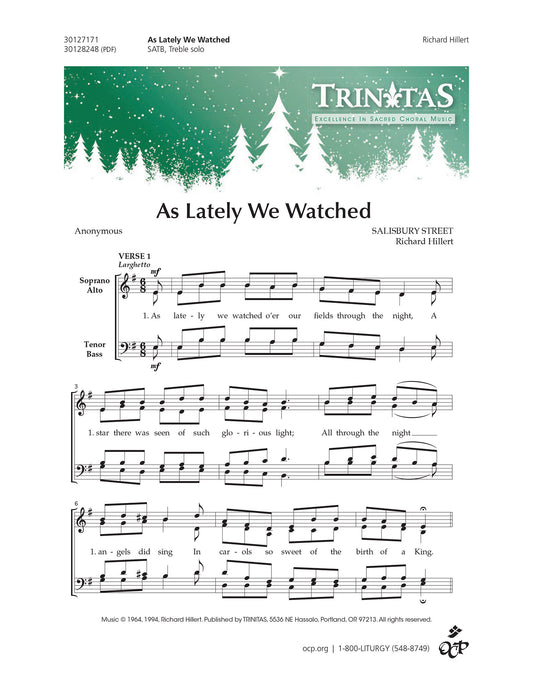 As Lately We Watched