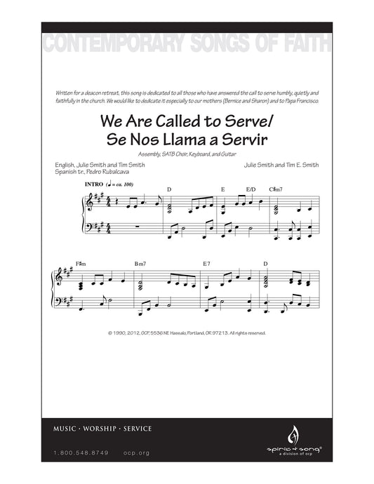 We Are Called to Serve/Se Nos Llama a Servir