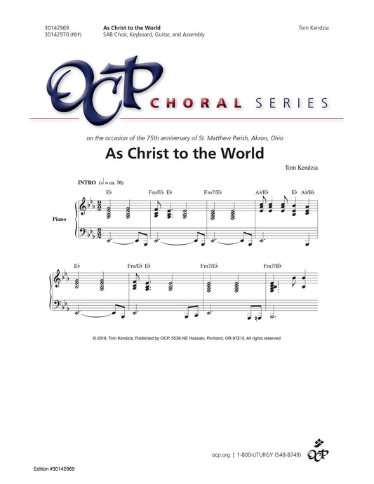 As Christ to the World
