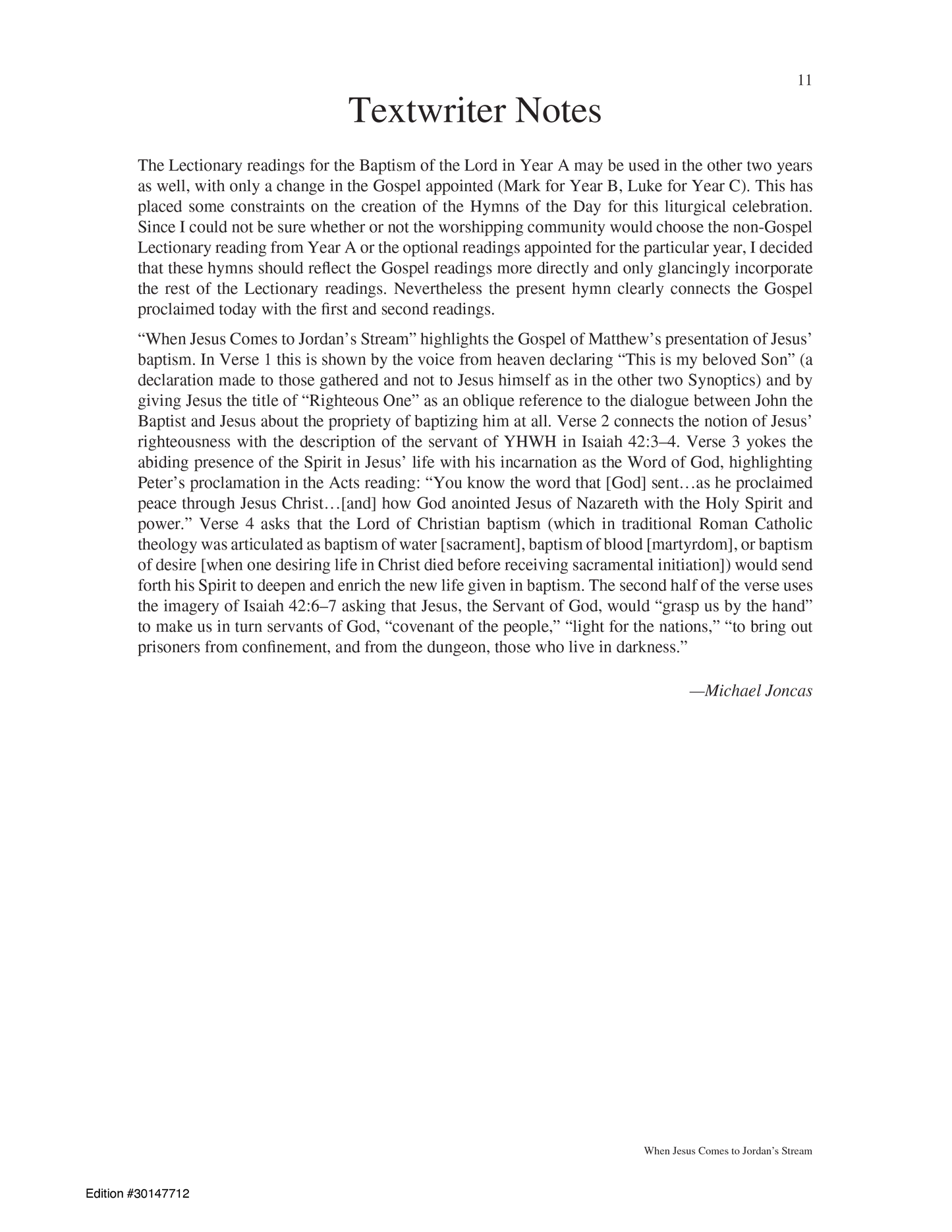 When Jesus Comes to Jordan's Stream