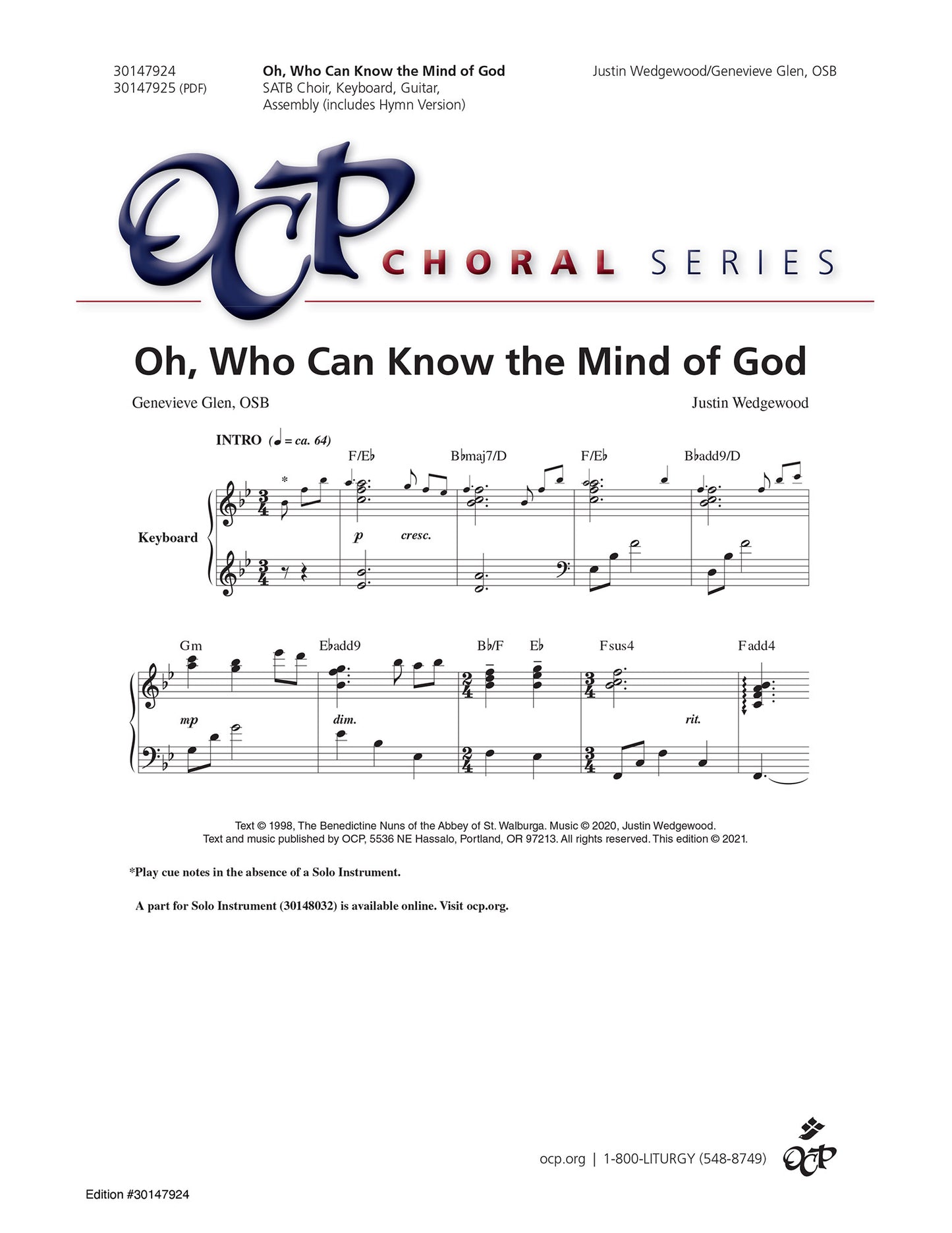 Oh, Who Can Know the Mind of God