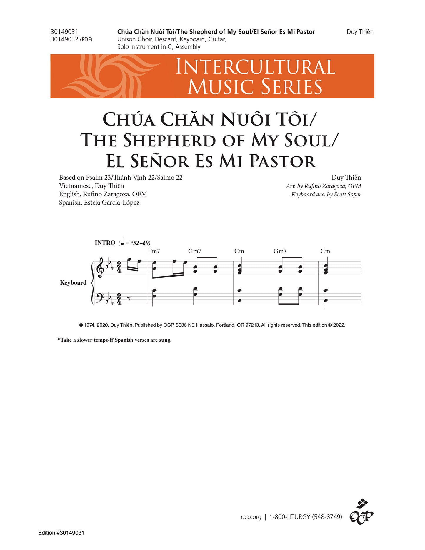 Chœa Ch_n Nu™i T™i/The Shepherd of My Soul/El Se–or Es Mi Pastor