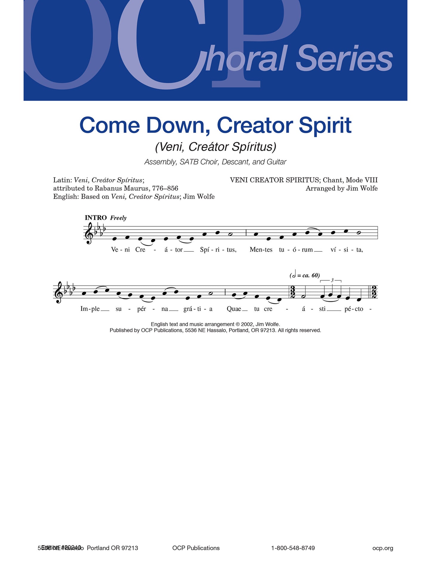 Come Down, Creator Spirit