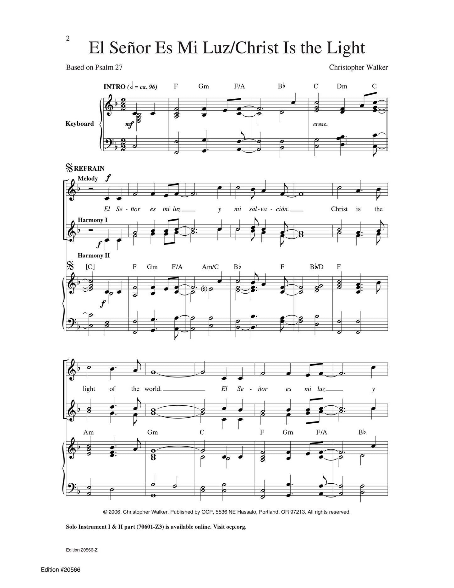 El Se–or Es Mi Luz/Christ Is the Light